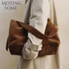 Motingsome Oversize Women Bag Luxury Suede Leather Winter Bags Frosted Cow Skin Handbag and Purses Retro Lady Tote 2024 New