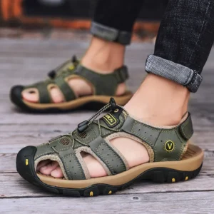Large Size Summer Cowhide Sandals Men's Outdoor Trail Shoes Casual Men's Beach Shoes Soft Anti-slip