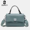 Zency Women's Genuine Leather Top-Handle Bag Simple Fashion Envelope Luxury Brand Shoulder Handbag Small Crossbody for Female