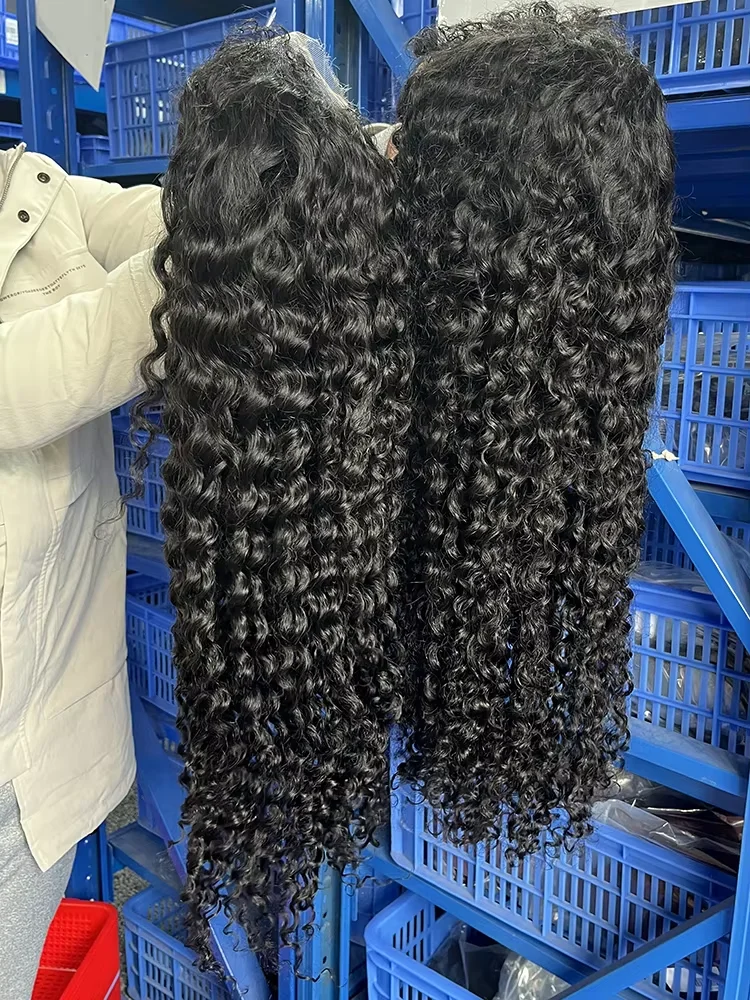 Deep Water Wave 13x6 Curly Lace Frontal Wigs 40 Inch Transparent 13x4 360 Full Lace Front Human Hair Wigs for Women 250 Density