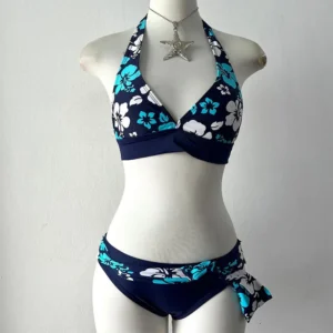2025 Y2K Summer New Outdoor Beach Vacation Style Fresh Fashionable Simple and Sexy Tree Printed Swimming Clothes Bikini Set