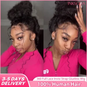 Invisible Strap 360 Full Hd Lace Wig Deep Wave Human Hair Wig 40 30 Inch Lace Front Wig Drawstring 360 Frontal Wig Glueless