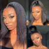 Kinky Straight Wig 360 HD Lace Front Wigs Human Hair Yaki Straight Human Wig 360 Full Lace Human Hair Wigs Natural Black Color