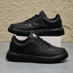 Men Outdoor Leather Shoes Flat Classic Black Sports Shoes Lace up Skateboard Board Shoe Walking White Leisure Running Sneakers