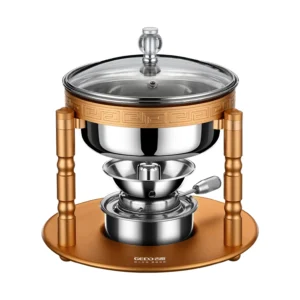 LFGB Certification Personal Mini Hotpot with Alcohol Stove Individual Army Stew Pot Shabu-Shabu Portable Non-stick Picnic Cooker
