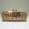 XIYUAN Diamond Evening Bag Golden Apricot Brown Glass Diamond Clutch Bag Cylindrical Bag Luxury Designer Handbags Elegant Bag