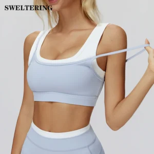 SWELTERING Women's Yoga Bra Breathable Fitness Vest Anti-Sweat Sports Underwear Female Gym Workout Crop Top Running Push Up Bra