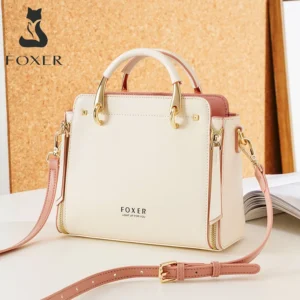 FOXER Split Leather Women Shoulder Bag Elegant Handbag 2025 Autumn Winter Female Large Tote Bag Luxury Design Crossbody Purse