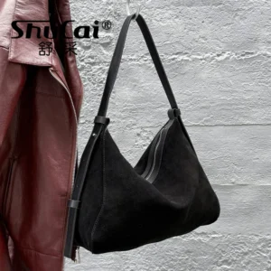 Genuine Grade Suede Leather Luxury Designer Large Capacity Women's Tote Bag Vintage Shoulder Crossbody Underarm Bags Trendy New