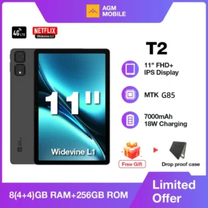 AGM T2 Tablet 11'' 1200*1920 FHD+ Display MTK-G85  8GB RAM 256GB ROM 13MP+2MP Macro 8000mAh Dropproof Android Tablet For Kids