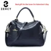 Zency Dark Blue Women Boston Bag 100% Genuine Leather Handbags Female Charm Crossbody Purse Luxury Shoulder Bags For Work Shoppi