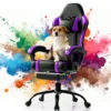 Ergonomic Gaming Chair with Padded Spring Seat, Adjustable Lumbar Support & Footrest for Long-Lasting Comfort