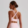 Solid Color Butter Cross Gym Yoga Underwear Women Cross Back Shoulder Straps Fitness Sport Bra High Impact Push Up Top With Pad