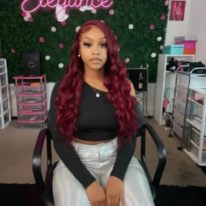 Body Wave Burgundy 99J Red Colored Human Hair Wigs 13x6 HD Lace Frontal Wig 99J Red 13x4 HD Lace Front Wig 100% Human Hair Wigs