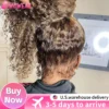 Full Lace Curly Human Hair Wig 360 Invisi Strap Highlight Wig 13x6 Deep Water Wave Frontal Wig for Women 220 Density