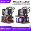 METALFISH BlockCase Aluminum Open Frame Case Support ATX/M-ATX Mainboard GPU Mount Horizontally 240 Water Cooler Gaming Cabinet