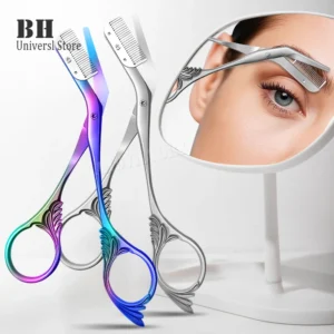 1Pcs Eyebrow Scissors with Comb  Stainless Steel Eyebrow Trimmer for Women Men  Eye Brow Trimmer Scissors Effortless Grooming