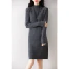 New 100% Merino Wool Knitted Women's Dress Hot Selling in Winter Autumn and Winter Women's Dress Slimming Long Women's Dress