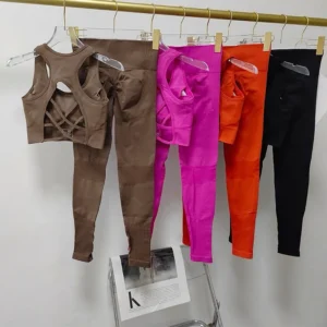 Sexy Back Design Fitness Bra for Women Pilates Shock-Proof Running  Training Tight Sports Pants Yoga Outfit Set