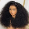 Soft 26Inch 180Density Long Kinky Curly Natural Black Deep Lace Front Wig For Women Synthetic Babyhair Glueless Preplucked Daily