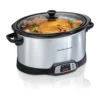 8 Quart Programmable Slow Cooker with Three Temperature Settings Dishwasher Safe Crock and Lid Silver