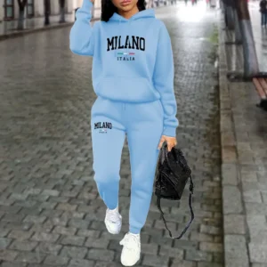 Autumn Winter Women's Sets 2pcs Hoodies Pants Suit Sports Outfits 2025 MILANO Letter Print Aesthetic Clothes Ladies Tracksuit
