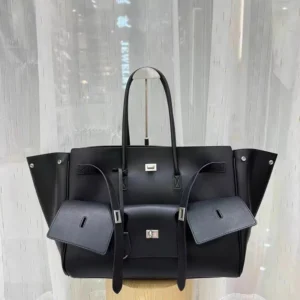 Luxury Large Capacity Wing Bag Black Brand High Quality Leather Casual Silver Gold Lock Tote Bag Trendy Exquisite Shoulder Bag