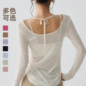 Women's Long Sleeve Sports Shirt Yoga Wear Fitness T-Shirt Quick-dry Running T-shirt Workout Top Female Gym Shirt Clothing