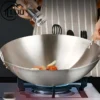 1pc Large Stainless Steel Wok, Uncoated Thick High-Quality Durable Chef'S Pan with Dual Handles, Easy to Clean for Commercial