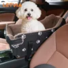 LETVIA Pet Car Carrier Center Console Dog Car Seat Portable Pet Safety Seat for Small Dogs Cats Pet Bed with Paw Print Design