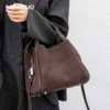 Women's Suede Cowhide Shoulder Bag Female Retro Cow Leather Versatile Handbags Ladies Fashion Luxury Designer Crossbody Bags New