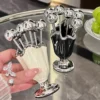 6Pcs Stainless Steel Fruit Forks Set Light Luxury Ceramic Jar Dessert Forks with Holder Home Decoration Tableware Organizer