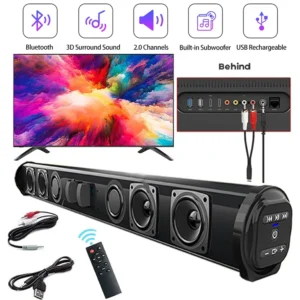 Wireless Bluetooth Sound Bar Speaker System Wireless Surround Stereo Super Power Sound Speaker Wired Home Theater TV Projector