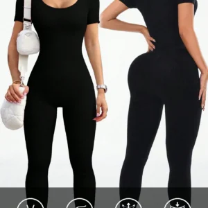 Women's Slimming Sexy Yoga Sports Jumpsuit Spring Summer Threaded Square Collar Lifting Buttocks Design Comfortable Active Wear