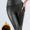 High-grade leather pants women 2024 new autumn and winter with fleece thickened pu tight height waist leggings autumn winter pan