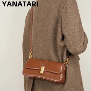 YANATARI underarm cowhide Genuine leather handbags women vintage shoulder bag female crossbody bags luxury high quality 2025