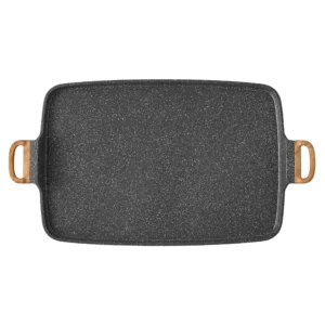 Pioneer Woman Cast Aluminum Griddle, Charcoal Speckle Nonstick Grill, Outdoor Cooking for Family, BBQ Party, Camping Chef