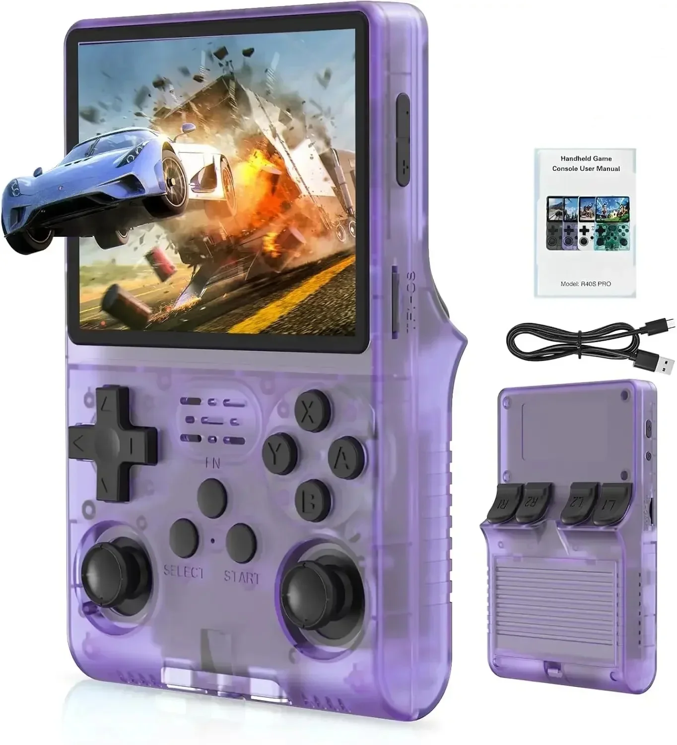 Open Source R40S Pro Retro Handheld Video Game Console Linux System 3.5 Screen 64G/128G 30000+ Games Portable Pocket Player Gift