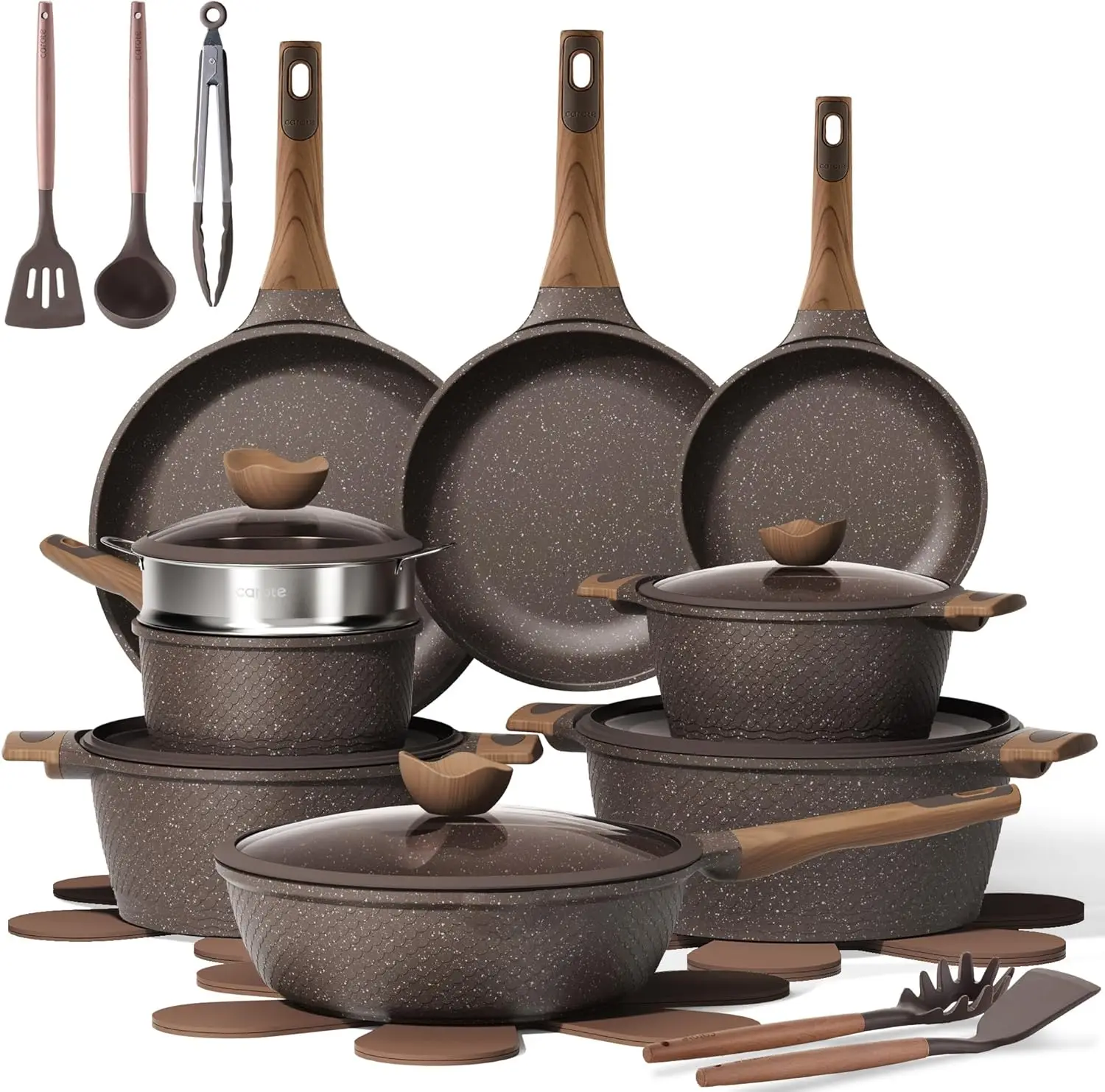 26PCS Pots and Pans Set Non Stick, Cookware Set Pots and Pans Induction Cook Ware, Nonstick Kitchen Cooking, PFOA Free