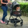 4-in-1 Pet Stroller Lightweight Foldable Travel Pet Cart Detachable Basket for Dog Cat Pet Stroller for Small Dogs Cats