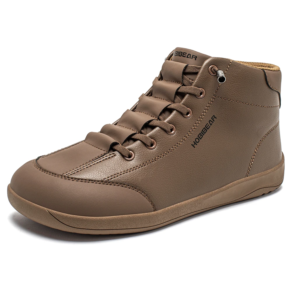 HOBIBEAR Mid-Top Barefoot Shoes Unisex Wide Toe Minimalist Ankle Boots Artificial Leather Outdoor Non-Slip Sneaker