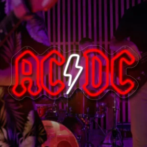 1 piece of AC/DC neon sign, AC/DC neon LED sign for ACDC band fans, bedroom, bar, club, wall art decoration, best music fan gift
