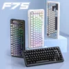 75% Hot Swap Gaming Keyboard Wireless FREEWOL F75 RGB Mechanical Keyboard with Metal Knobs AULA F75 Same Model,Tri-Mode,4000 mAh