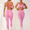 Sexy Backless Sports Bra with Lifted Butt and Color Block Design - Women's Yoga Pants Set for Outdoor Activities