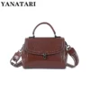 YANATARI Vintage messenger bag cowhide coffee leather bag handbags minimalist square bag Crossbody bag women female luxury bag