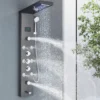 LED Shower Panel Tower System Rain Waterfall Shower Column Hydroelectricity LCD Display With Massage Body Spa Bath Shower Faucet