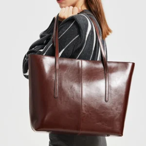 Burminsa Cowhide Genuine Leather Large Tote Bags For Women 2026 Luxury Designer Commuter Shoulder Bags Shopper Ladies Handbags
