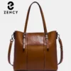 Zency High Quality Women's Genuine Leather Tote Lady Luxury Designer Cowhide Shoulder Bag Large Capacity OL Handbag Shopper Bag