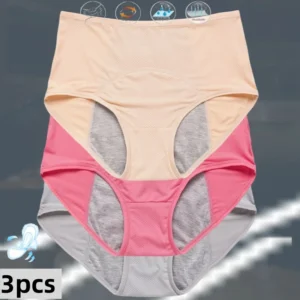 3pcs Women's Physiological Panties L-8XL Leak Proof Menstrual Comfortable Waterproof Plus Size Mid Waist Period Underwear