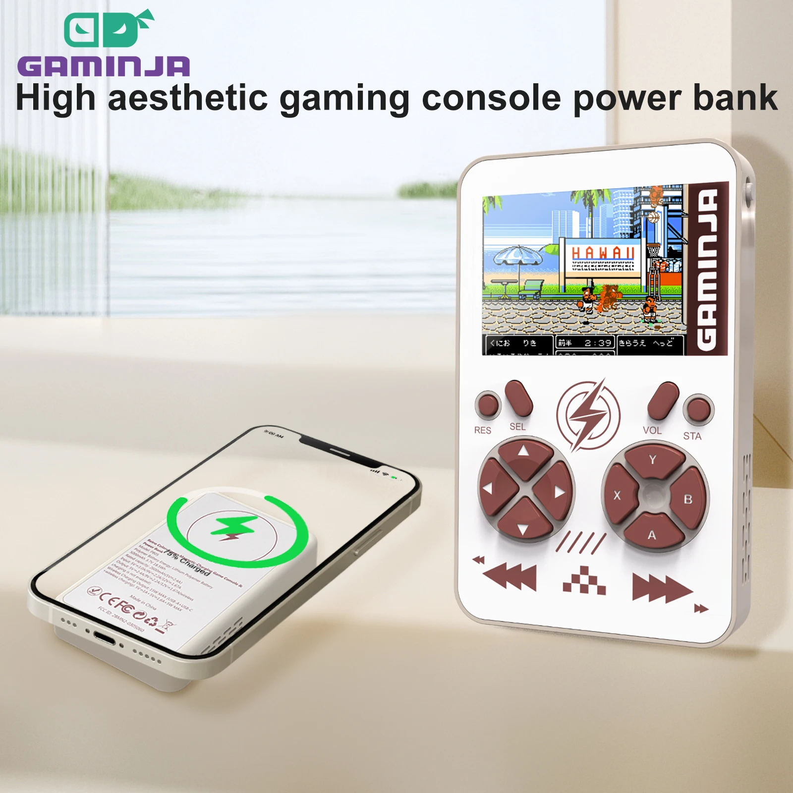 GAMINJA PB05 Mini Handheld Game Console Built-in 400 Games 5000mAh Battery Wireless Magnetic Power Bank Portable Game Console